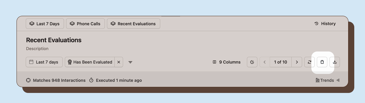 Delete view confirmation dialog