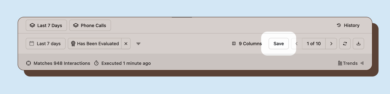 Save button appearing in the toolbar when view changes are unsaved