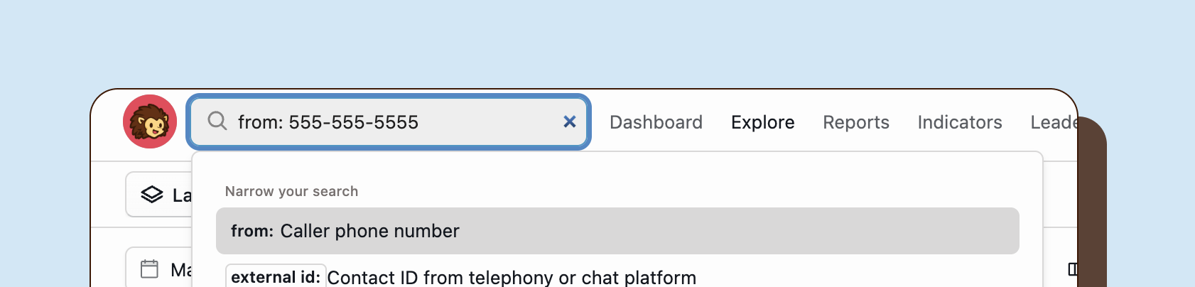 Search interface showing search results